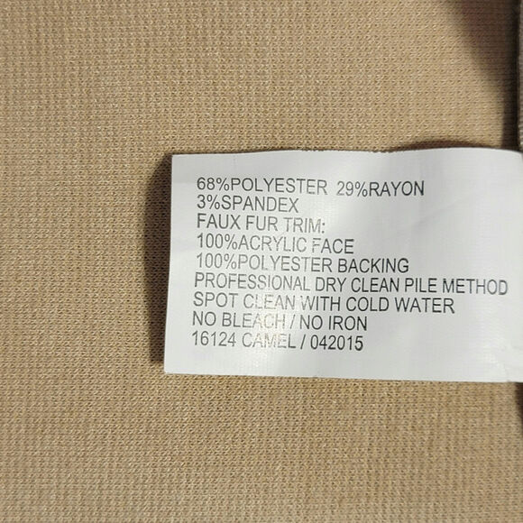 Donna Salyers Fabulous Furs Faux Fur Trim Tan Knit Open Cape Poncho Shawl OS - Picture 9 of 10